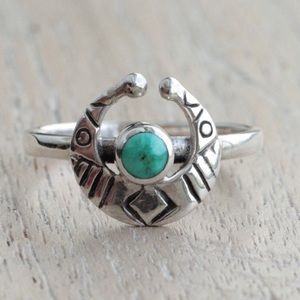 Crescent moon turquoise ring